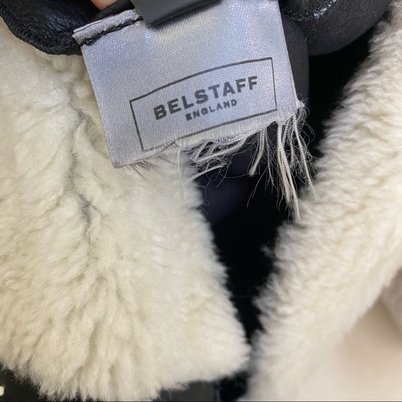 Belstaff Elmington Patent leather-trimmed shearling moto jacket black size 44 - Picture 12 of 16